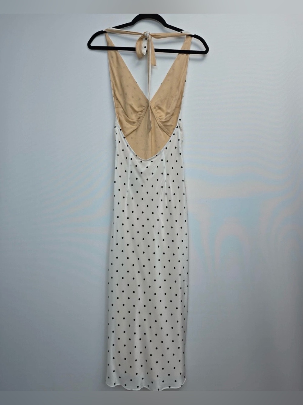 Realisation Par Sadie Midi V Neck Halter Dress Petite Spot White Polka Dot Small - Picture 2 of 2